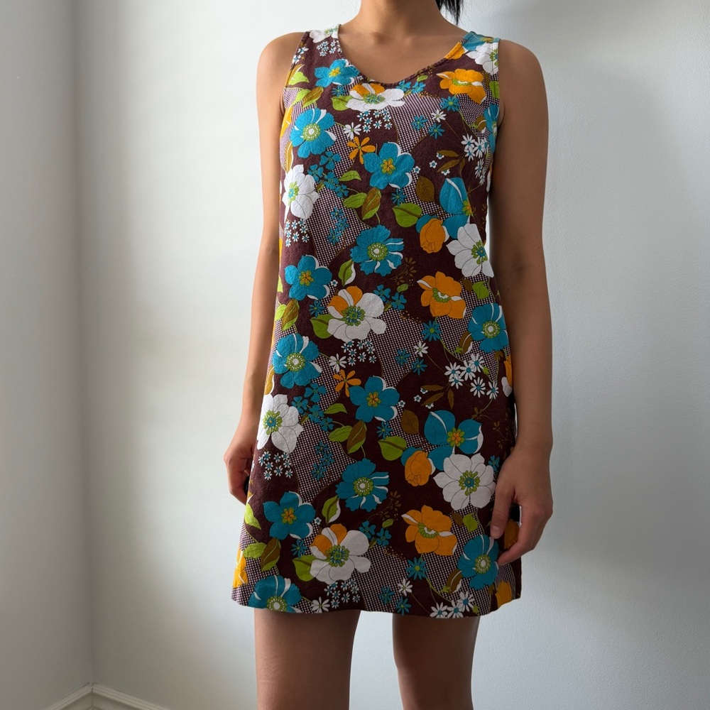Made in Japan Floral Sleeveless Cotton Mini Dress - X-Small